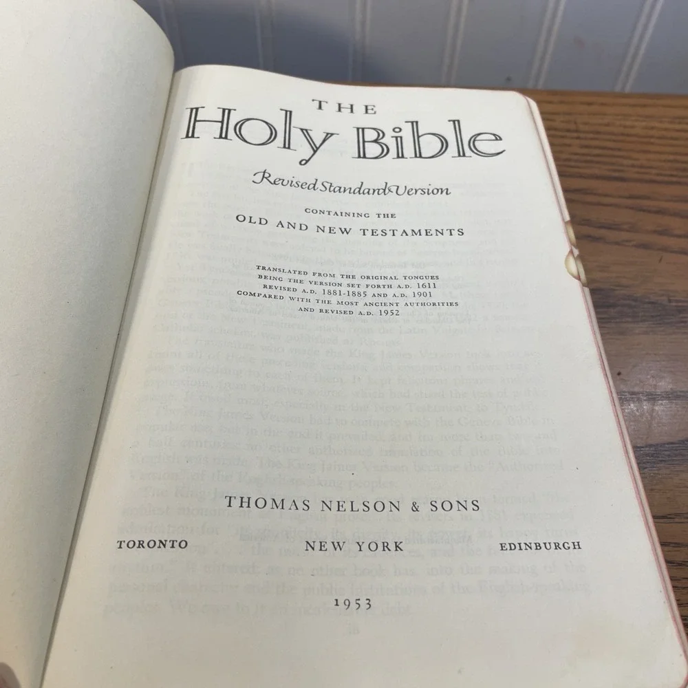 HOLY BIBLE - RSV Revised Standard Version, Vtg 1953 World Red Morocco Leather